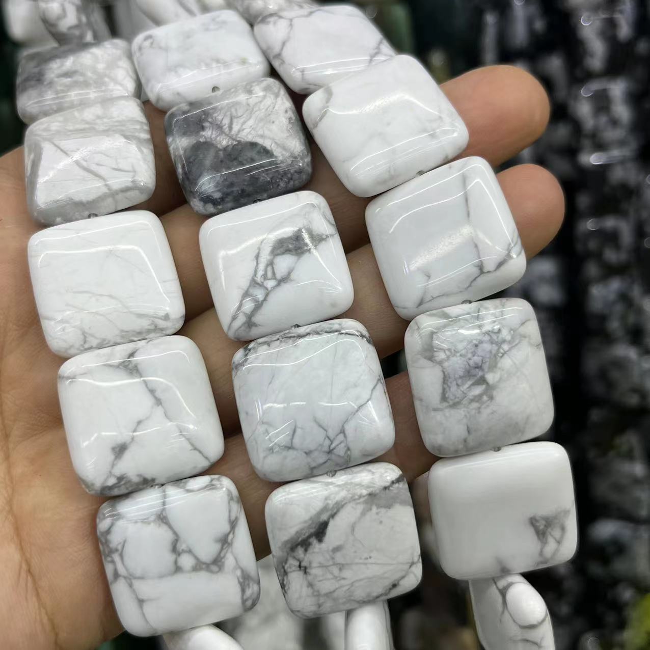 多宝盛 白松石 拱面 四方形 直孔 20mm diy耳环 手链 项链-阿里巴巴