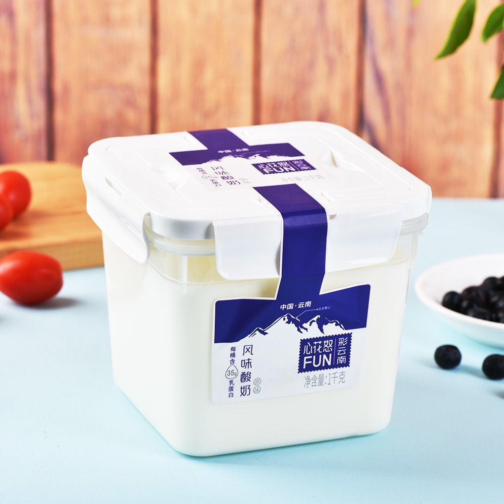 新希望方桶初心酸牛奶原味早餐酸奶批发1kg装