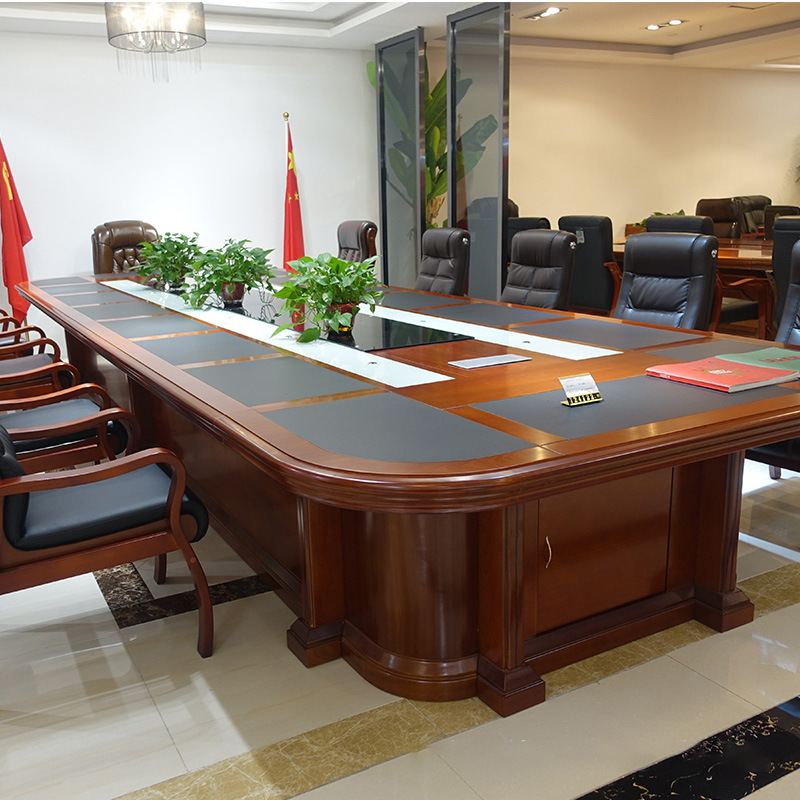 大型会议桌长桌政府培训办公桌高档实木洽谈开会桌会议室桌椅组合