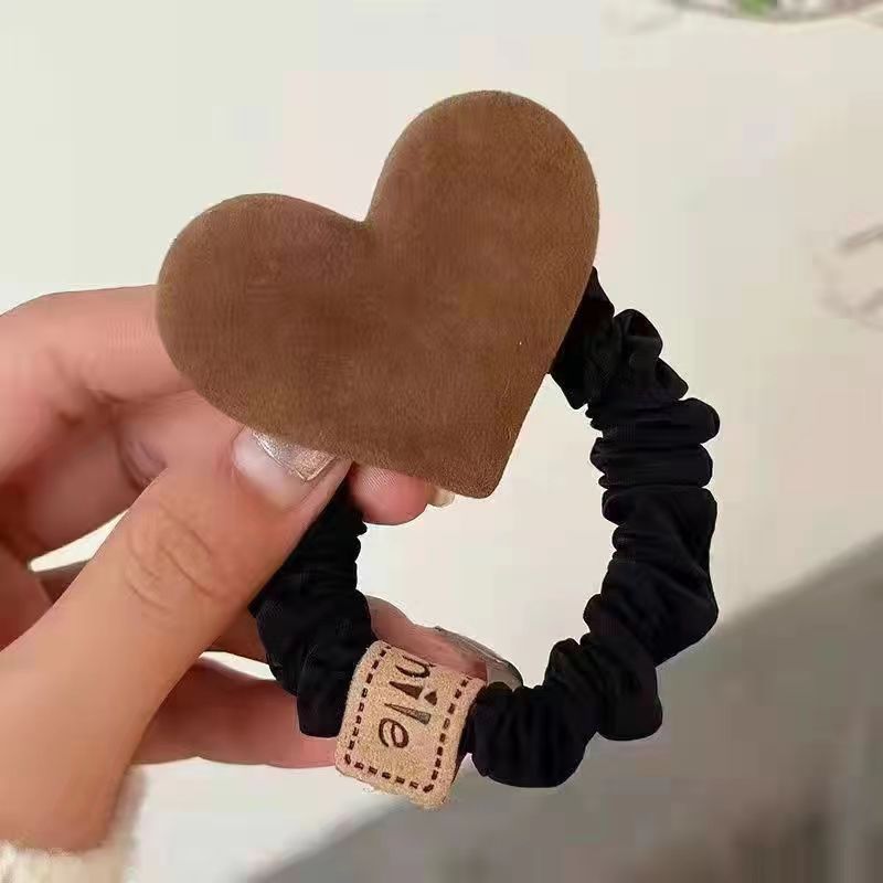 Korean Autumn and Winter Coffee Color Bow Headdress Plush Hair Band Hair Rope Winter Rubber Band Female Hair Tie Online Celebrity Ins Hair Rope