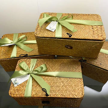 草编藤编编织收纳箱收纳盒整理篮带盖婚庆礼盒节日端午节包装盒