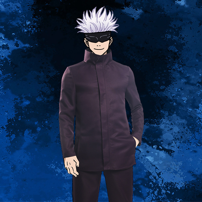 现货 咒术回战五条悟cosplay服装套装假发舞台表演服套装装扮眼罩