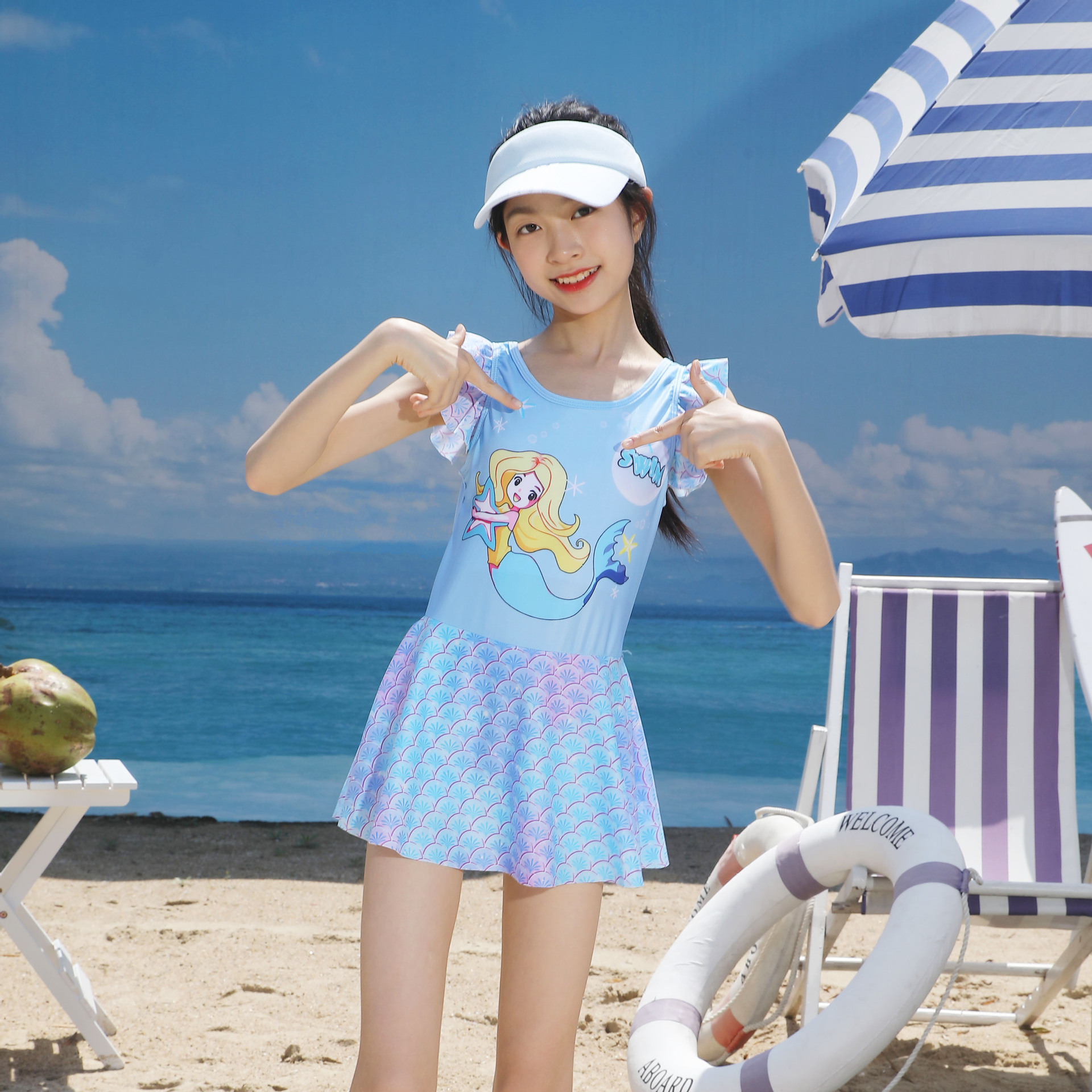 儿童泳衣女孩2024新款夏季连体防晒游泳衣女童中大童可爱公主泳装