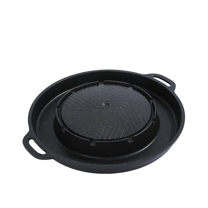Multi-Functional Roast All-in-One Pot Aluminum Alloy Portable Gas Stove Barbecue Plate Barbecue Small Hot Pot Non-Stick Pan round Roasting Plate