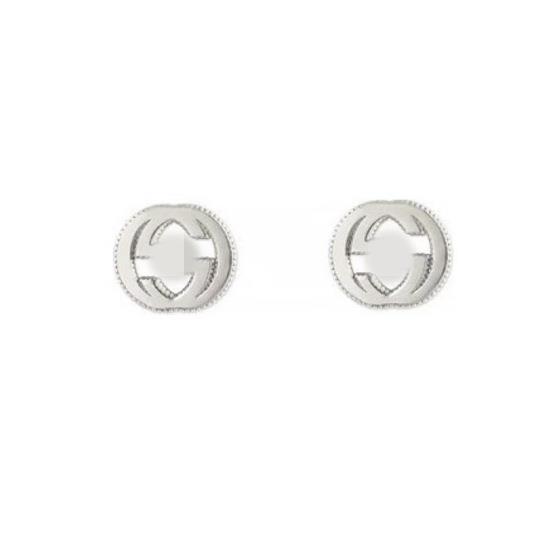 Gujia 925 Sterling Silver Heart-Shaped Enamel Classic Double G Mutual Button Love Personality G Home Ear Studs Jewelry Earrings Generation Hair