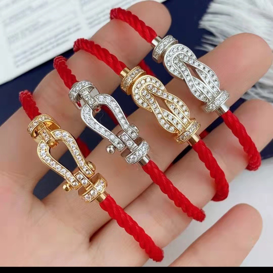 fred费雷德手链马蹄扣手链幸运编织红绳8字扣情侣手绳yi转运红绳