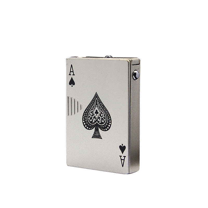 0029扑克牌充气防风打火机 创意扑克验钞绿火打火机黑桃a一件代发