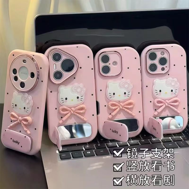 波点kt猫蝴蝶结适用苹果17PROMAX手机壳15/16华为荣耀手机壳全包