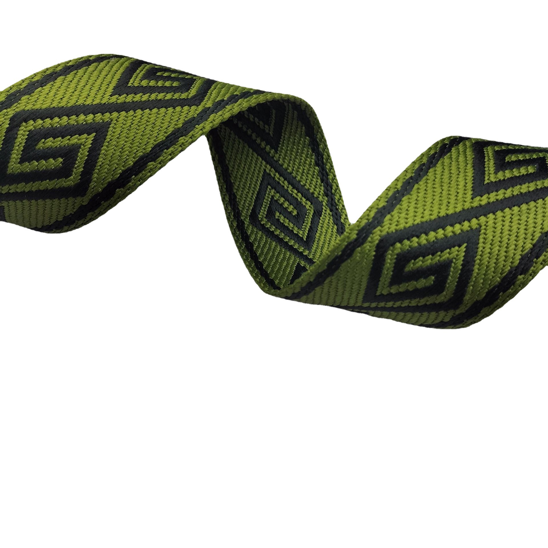 新款涤纶环形提花带5cm爆款提花织带1.8毫米厚军绿色间黑色现货