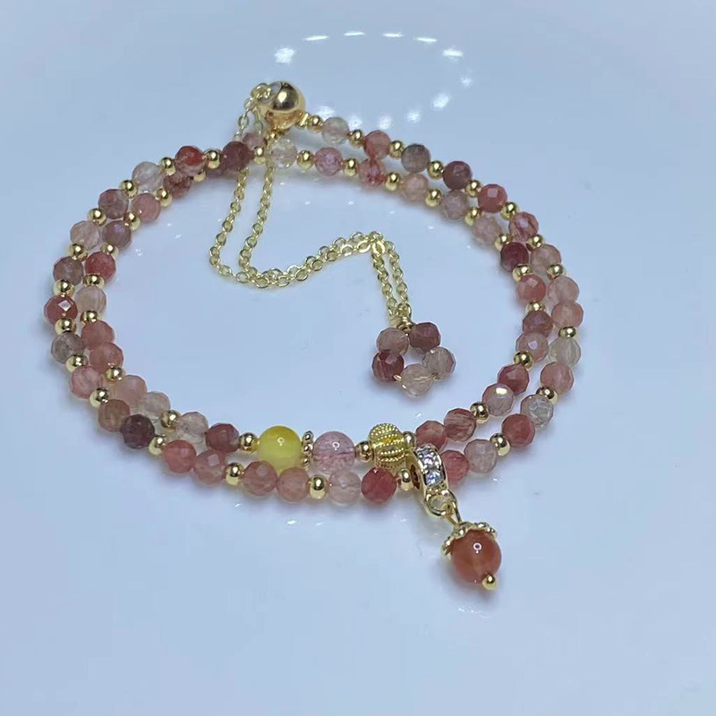 天然水晶珠宝 蜜蜡红水晶 安德森水晶双圈手串手链-阿里巴巴