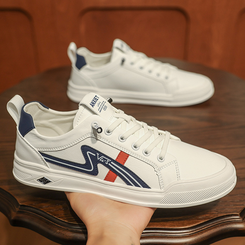 高品质免系小白鞋男平底板鞋春夏季新款轻便透气软底运动休闲单鞋