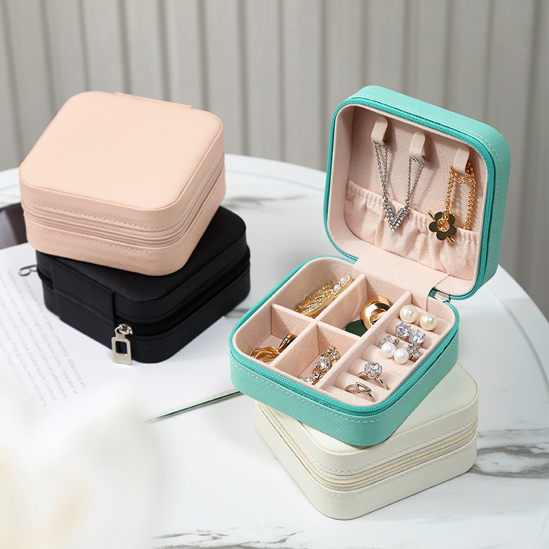 Simple Ins Macaron Color Ornament Storage Box Travel Ear Stud Necklace Ring Storage Jewelry Box Portable