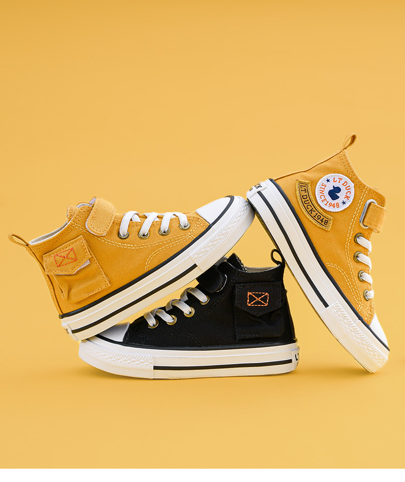 ltduck小黄鸭高帮帆布鞋女童球鞋软底运动休闲鞋儿童布鞋韩版1068