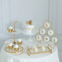欧式金色甜品台展示架婚礼轻奢摆件蛋糕下午茶亚克力点心盘子
