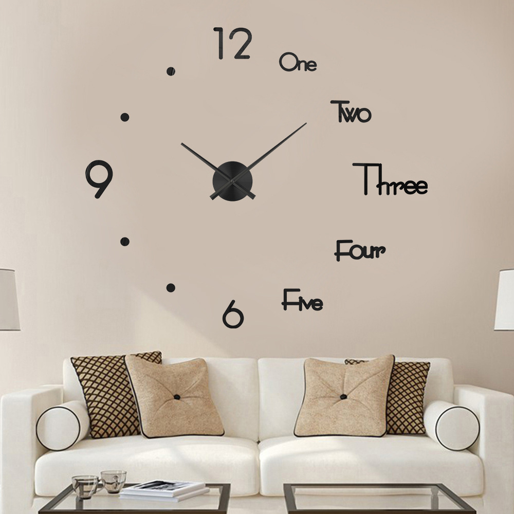 西班牙北欧diy大数字墙创意挂钟3d艺术钟表家用简约时钟客厅挂表