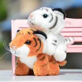 新款仿真老虎毛绒玩具公仔可爱小老虎挂件东北白虎钥匙扣娃娃批发