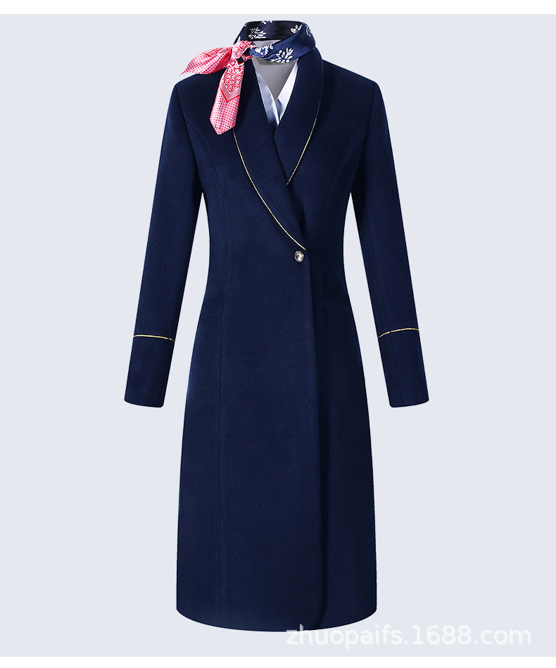 秋冬季航空空乘空姐职业羊毛毛妮大衣高铁珠宝售楼前台销售制服