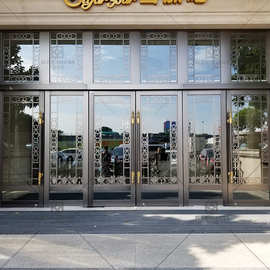 佛山工厂 304不锈钢门 酒店钢化玻璃推拉门 商场大堂金属地弹簧门