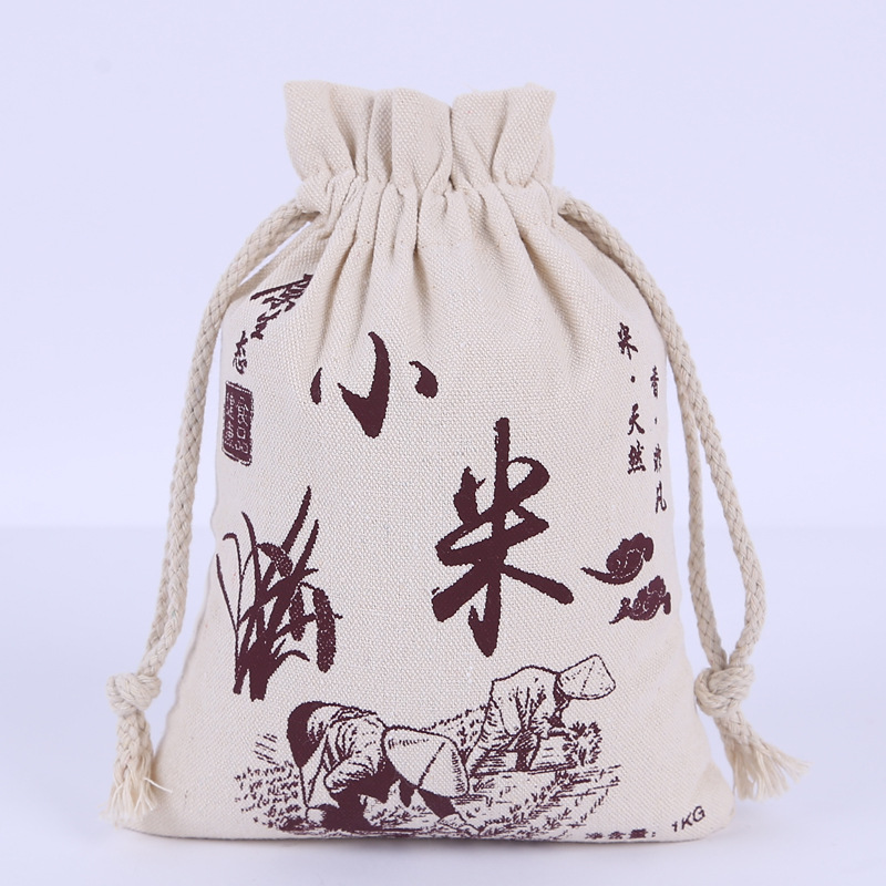 大米包装袋装小米的袋子米袋布袋10斤5kg私制面粉米帆布束口