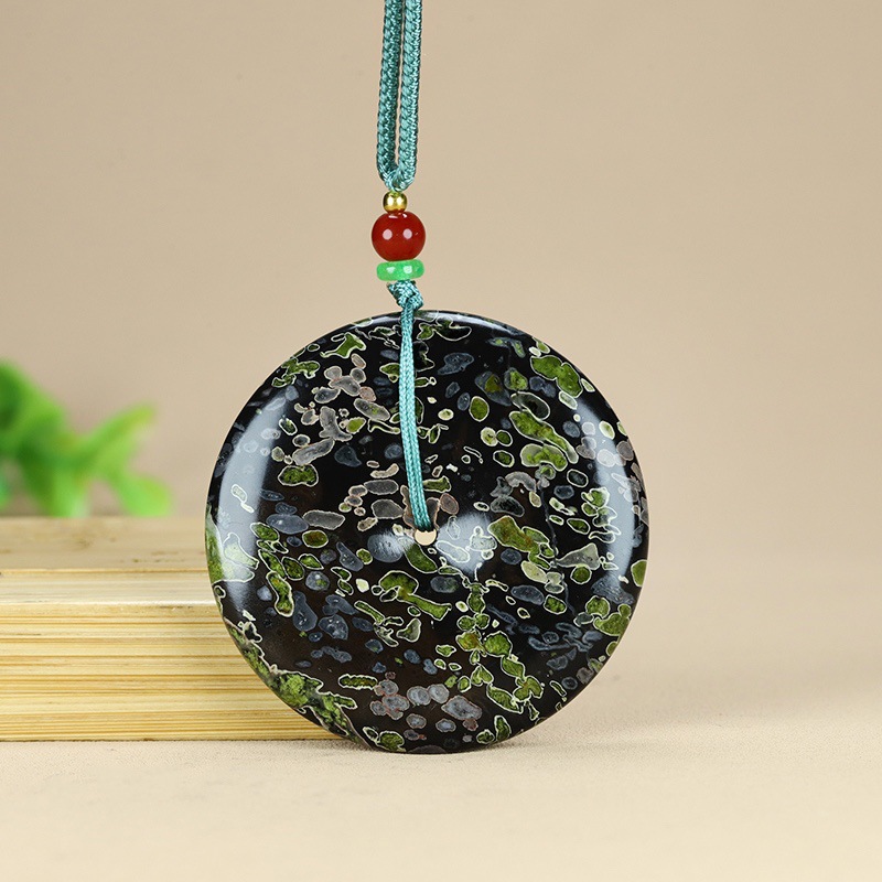 天然河南汝阳梅花玉平安扣无事牌挂件安山岩玉手串手链直播货源