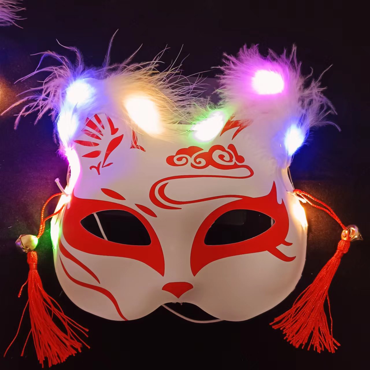 New Feather Fox Mask Half Face Cat Mask New Year Spring Festival Lantern Festival Halloween Ball Props Wholesale