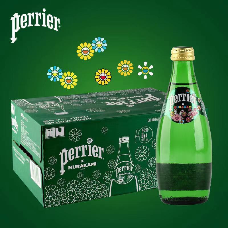 法国perrier进口苏打水巴黎水青柠味饮料330ml*6瓶气泡水矿泉水