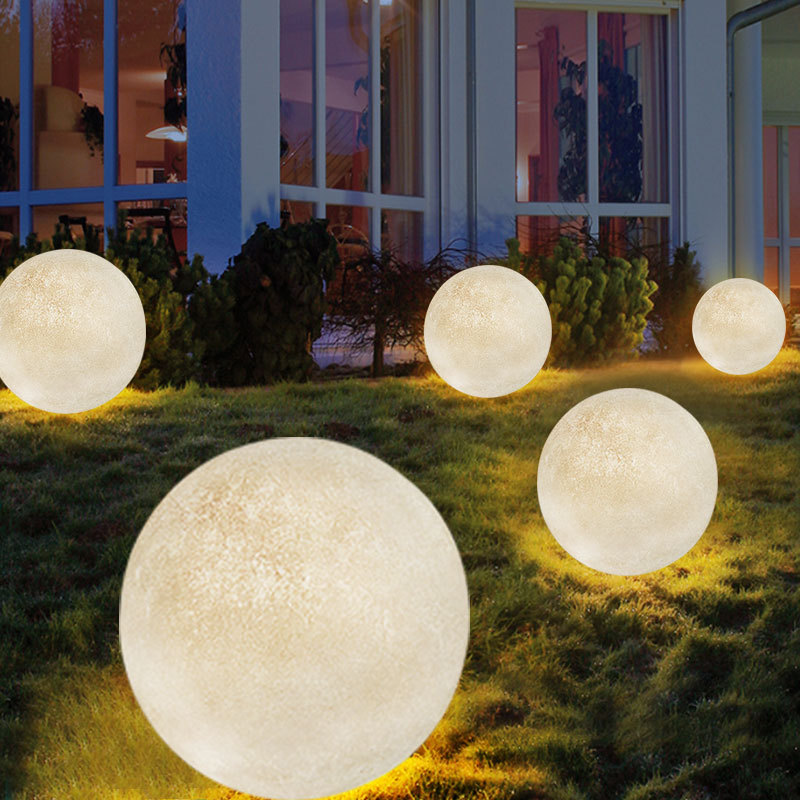 户外景观防水发光纤维月球灯商超售楼别墅庭院落地太阳能草坪灯