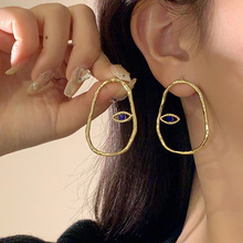 S925银针简约设计感抽象耳钉女时尚气质水滴耳环2023年新款潮耳饰
