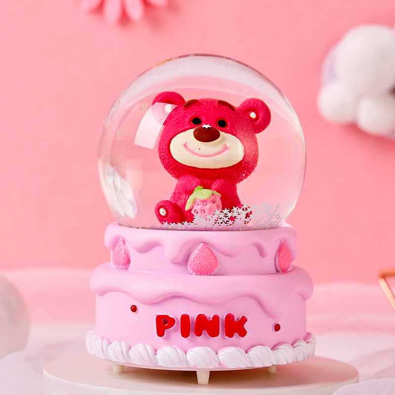 Strawberry Bear Crystal Ball Wholesale New Luminous Resin Decorations Student Gift Cartoon Children's Birthday Gifts