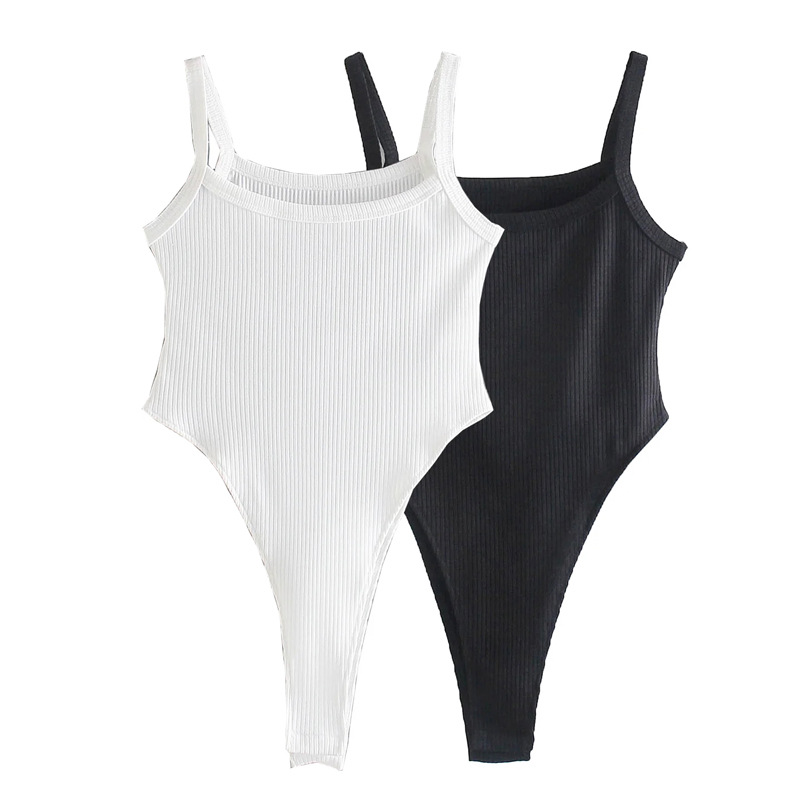 欧美时尚连裆连体女背心高叉露腰纯色丁字连身打底吊带高腰薄上衣