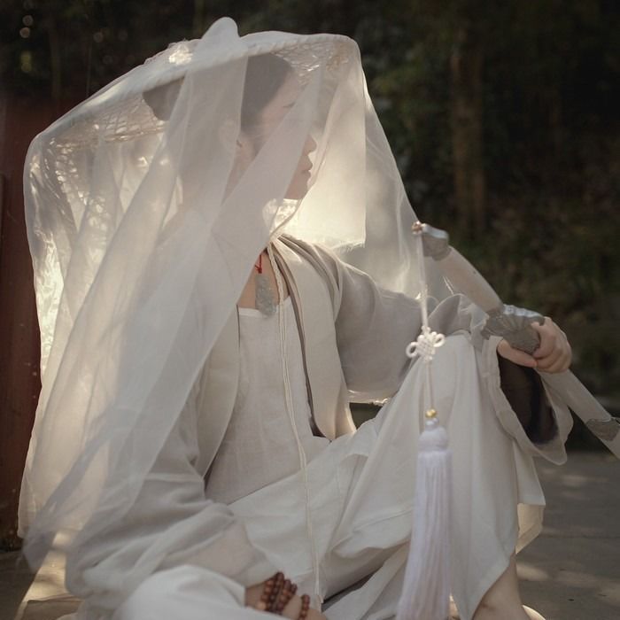 古风影视道具侠女斗笠影楼写真女斗笠幕离遮容防晒帽面纱