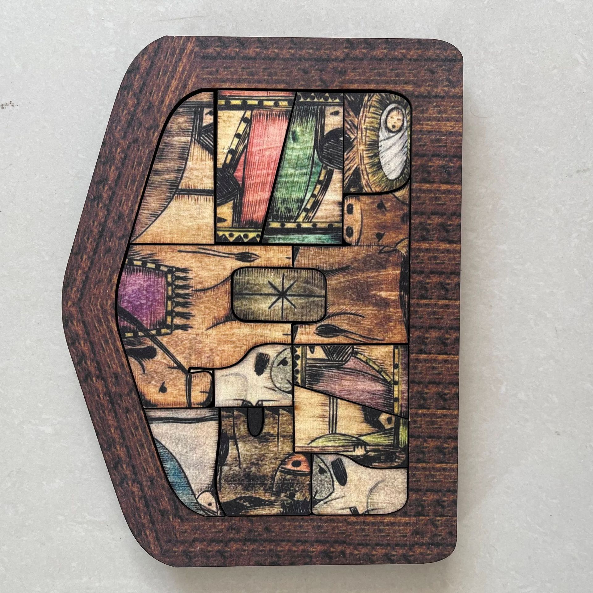 木制耶稣拼图木材烧制设计的基督诞生之谜 耶稣诞生拼图