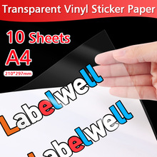 10Sheets Transparent Printable Vinyl Sticker Paper A4跨境专