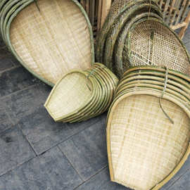 贵州纯手工竹编竹筲箕大中小号 笸箩 收纳筐淘米漏水菜筛