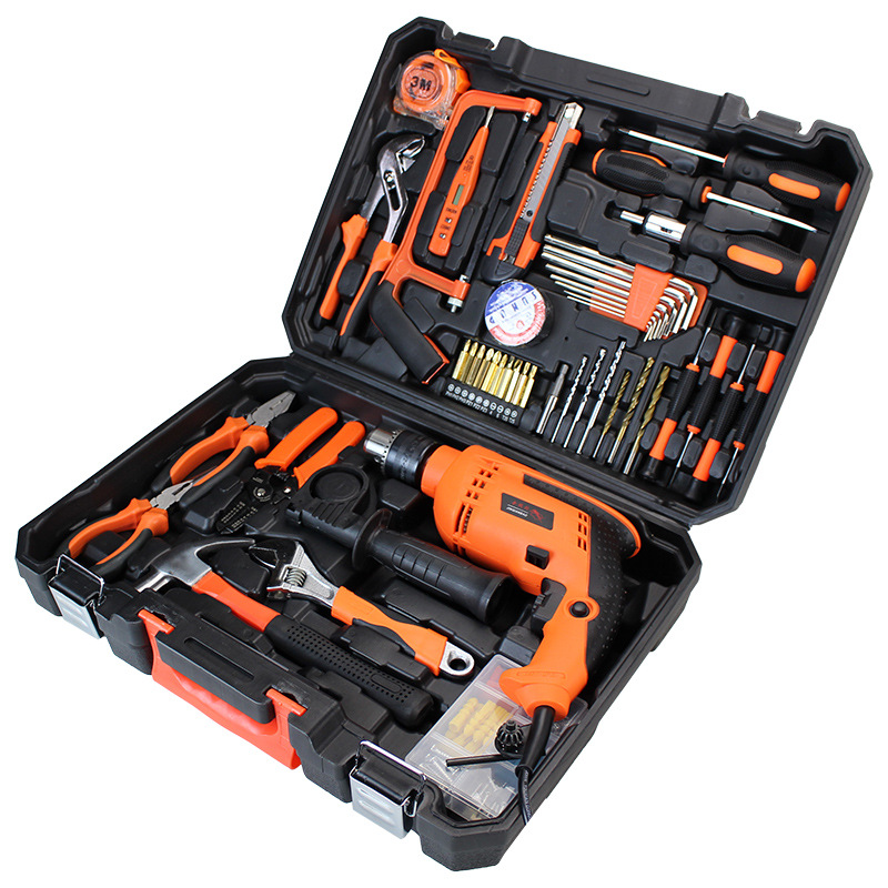 snjue锂电钻电动工具套装48件套工具箱套装碳钢工具冲击钻套装007