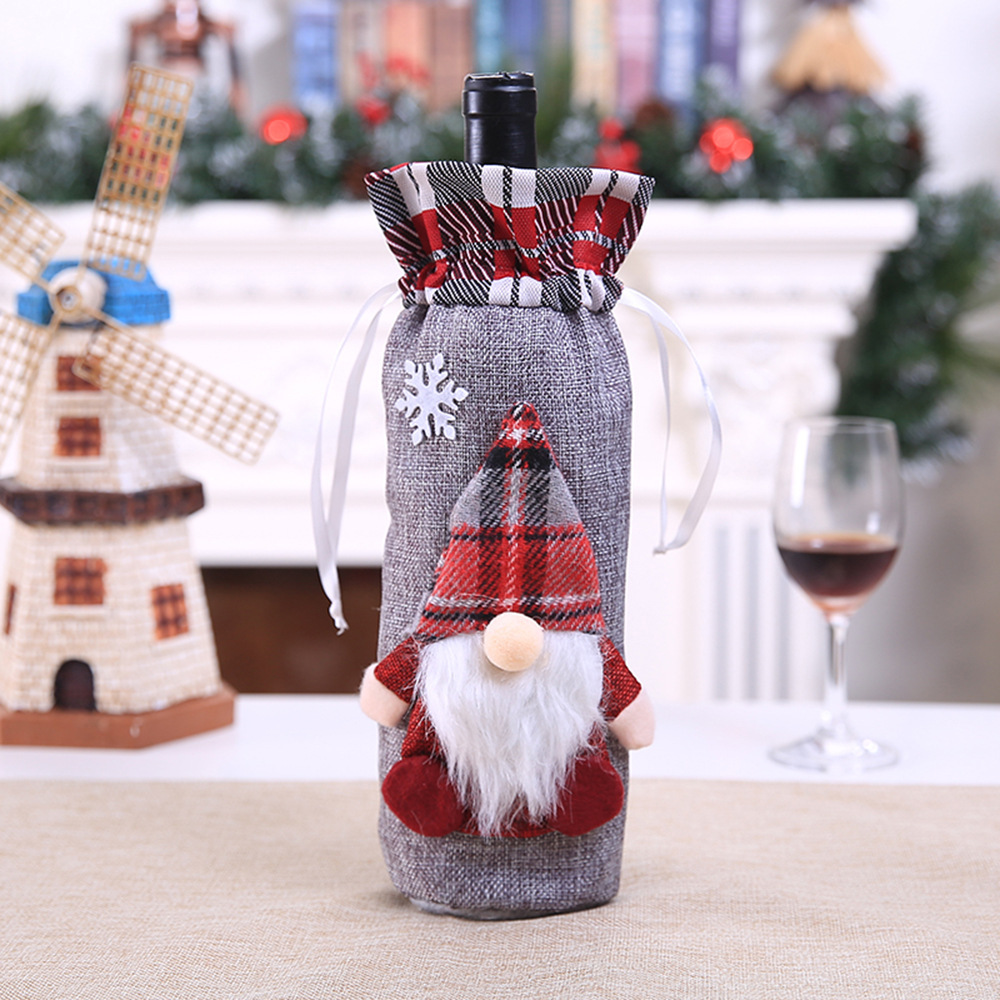 Christmas Holiday Decoration Supplies Forest Man Doll Wine Gift Box Champagne Bottle Cover Bar Restaurant Decoration Layout