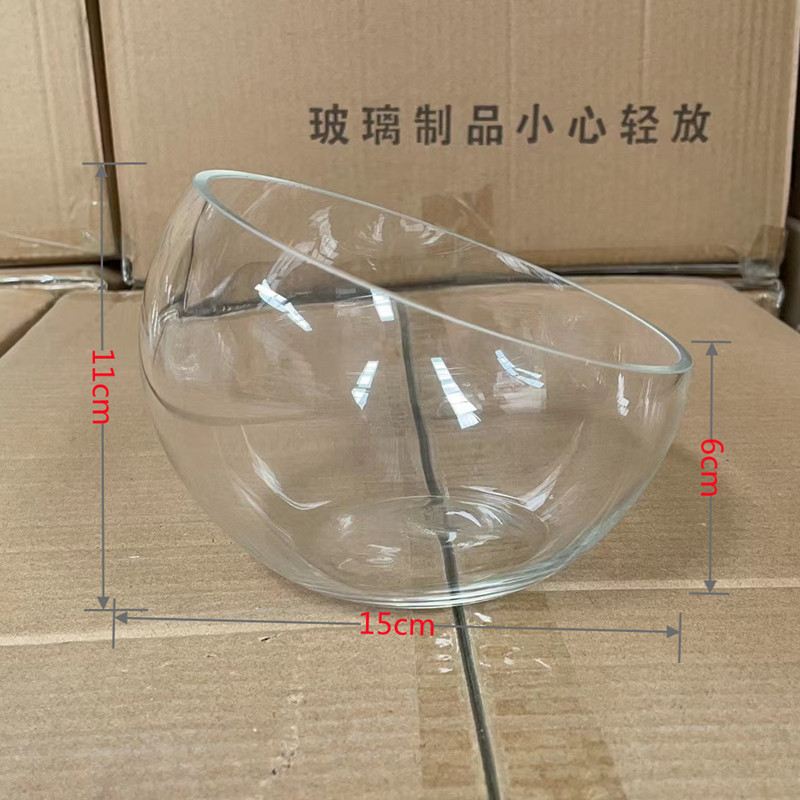 Creative Thickening Size Bevel Glass Bowl Transparent Vase Bevel Succulent Flower Pot Micro Landscape Ornaments Hydroponic round