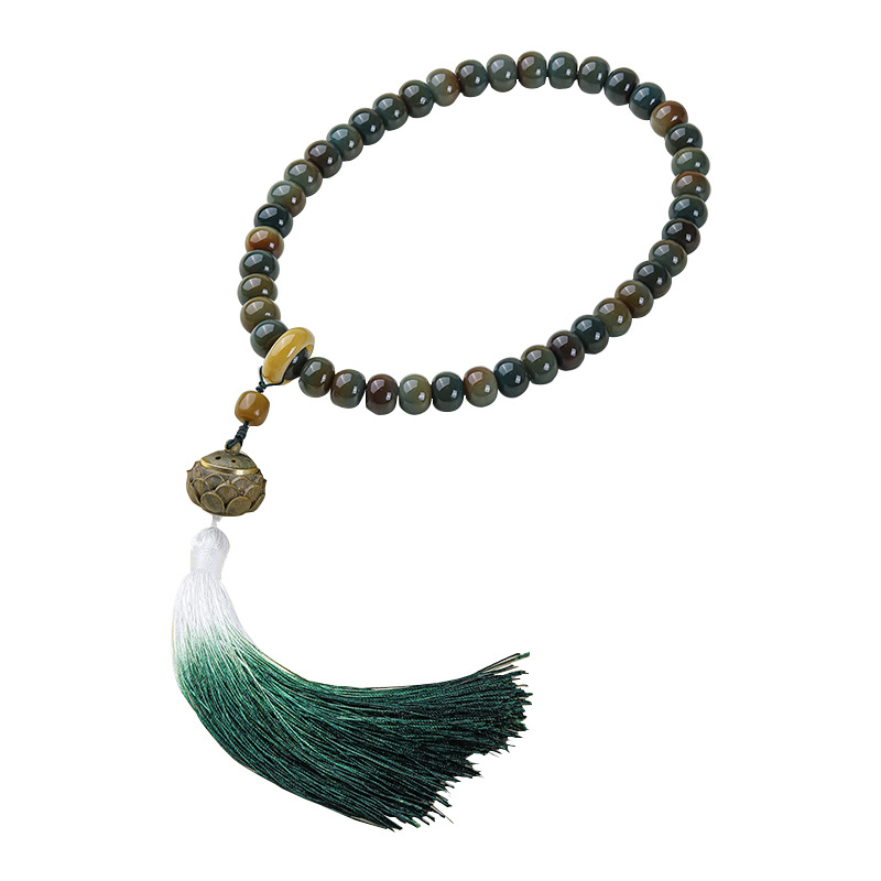 White Jade Dunhuang Incense Burner Hand-Held Bodhi Bracelet Female Pliable Temperament Crafts Bodhi Seed Buddha Beads Necklace Plate Playing Necklace