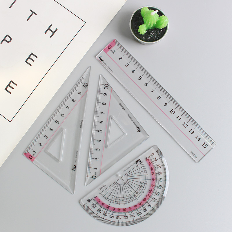 日系简约风波浪尺透明无印直尺中小学生作图绘图15cm刻度套尺