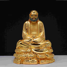 福盛东达摩祖师佛像家用供奉纯铜贴金菩提达摩像金身禅意客厅摆件