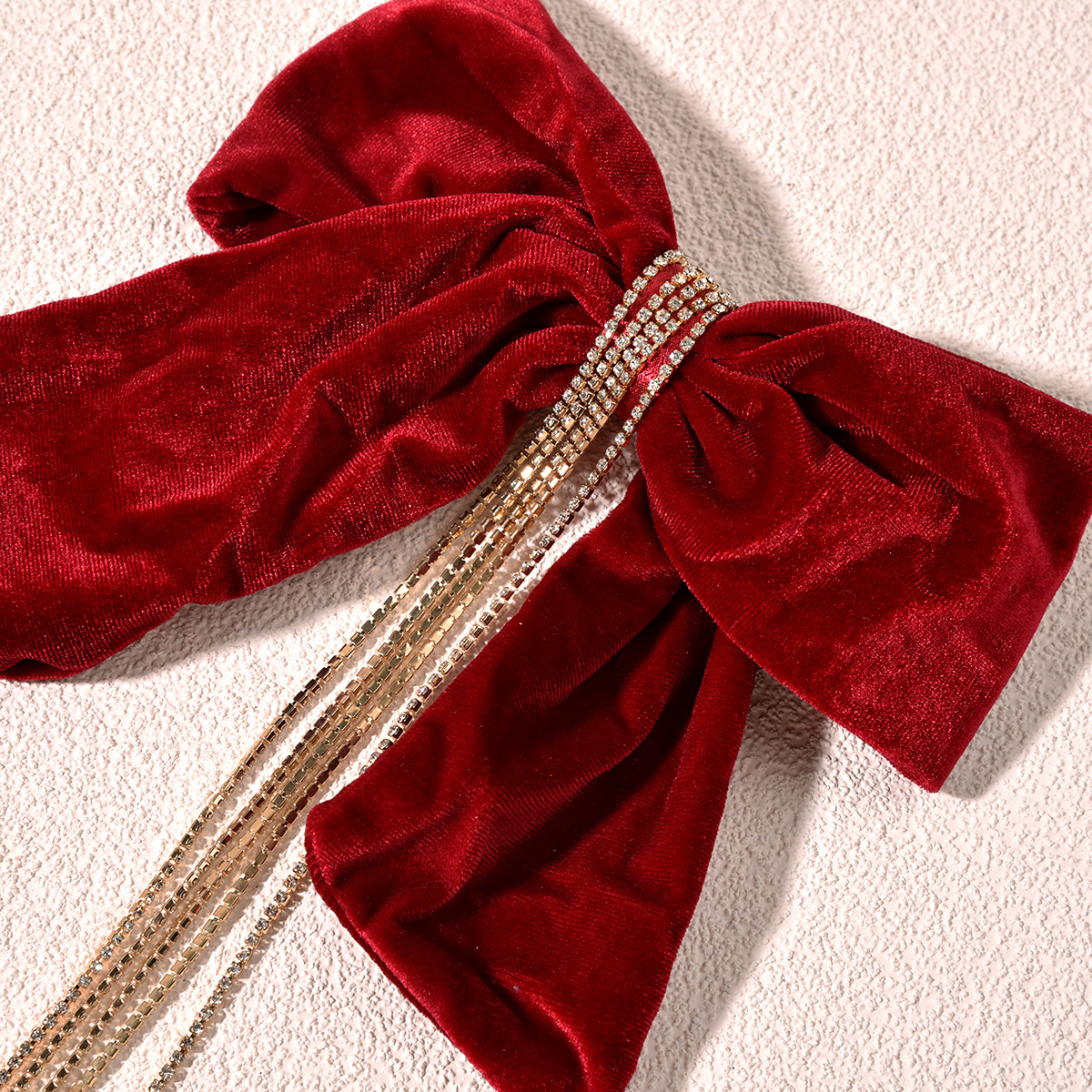 酒红丝绒蝴蝶结法式复古文艺发夹新娘头饰唯美婚纱礼服结婚配饰品