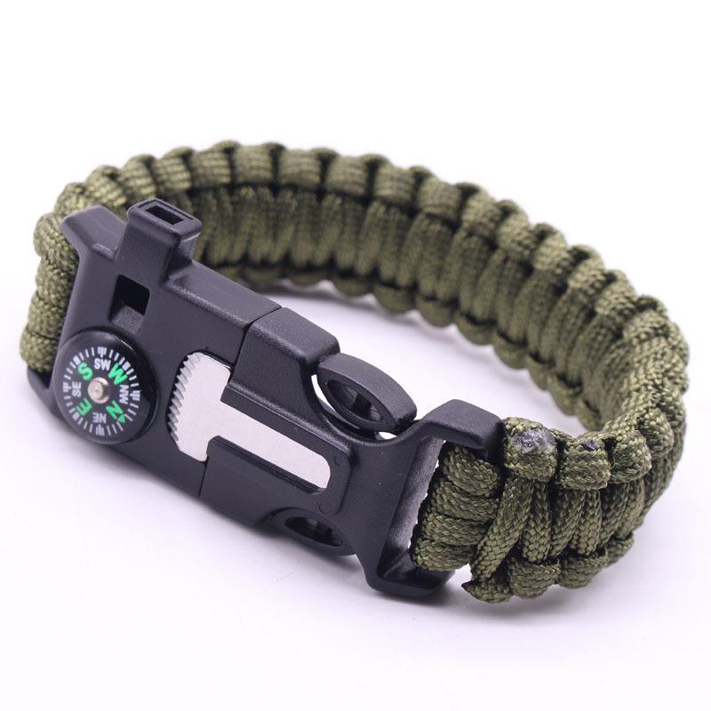 Multifunctional Bracelet Outdoor Survival Men's Outdoor Self-Defense Parachute Cord Woven Whistle Carrying Strap Firestone Compass Cutting Rope