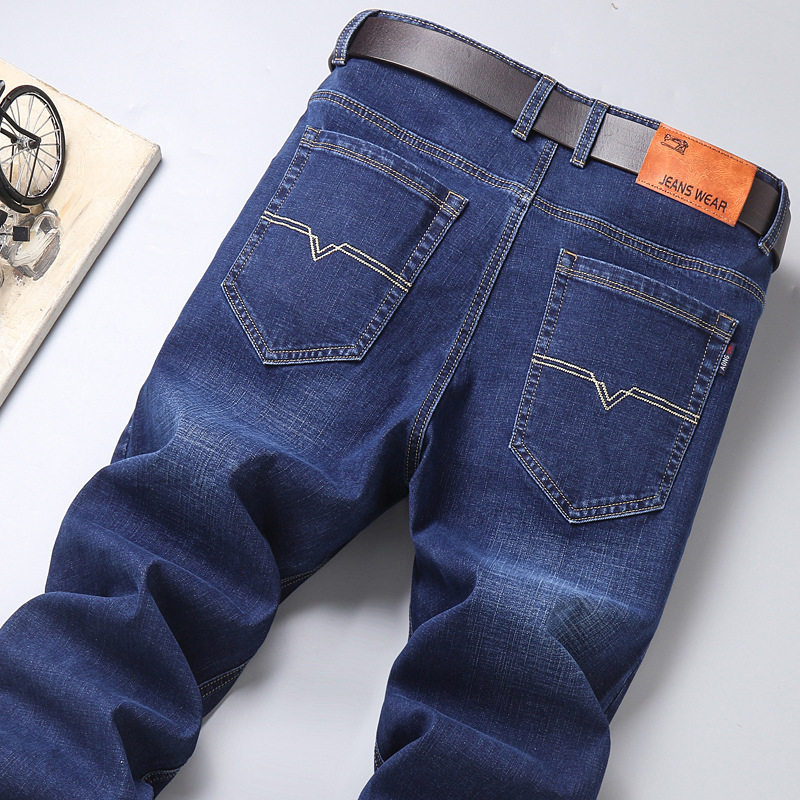 Summer New Stretch Business Jeans Men Wear-Resistant High Waist Straight Loose Men Jeans Comfort and Casual