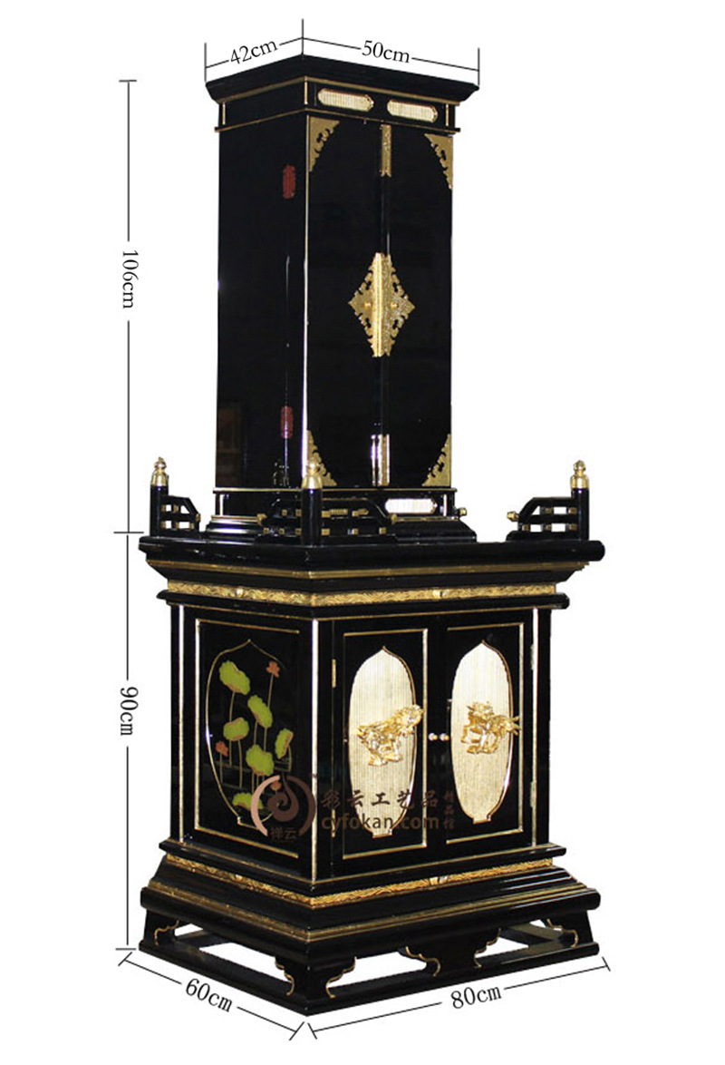 禅云平顶金佛龛立柜实木楼佛龛家庭用品工厂可