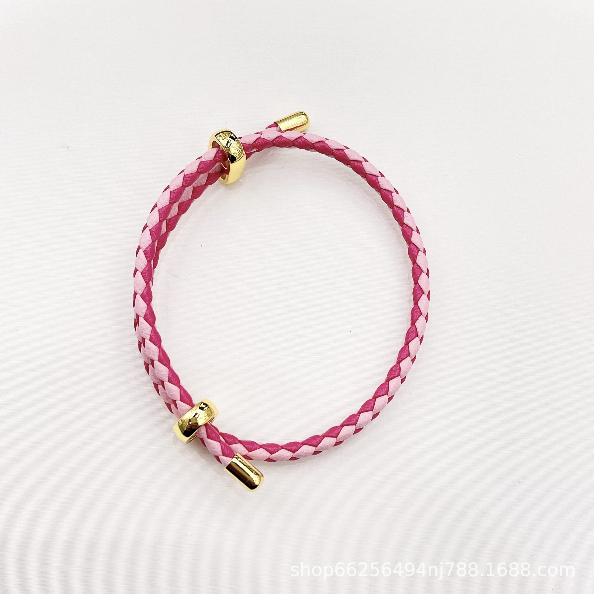 可调节手链可穿3d硬金黄金转运珠防水钢丝绳皮绳 红色手串情侣款