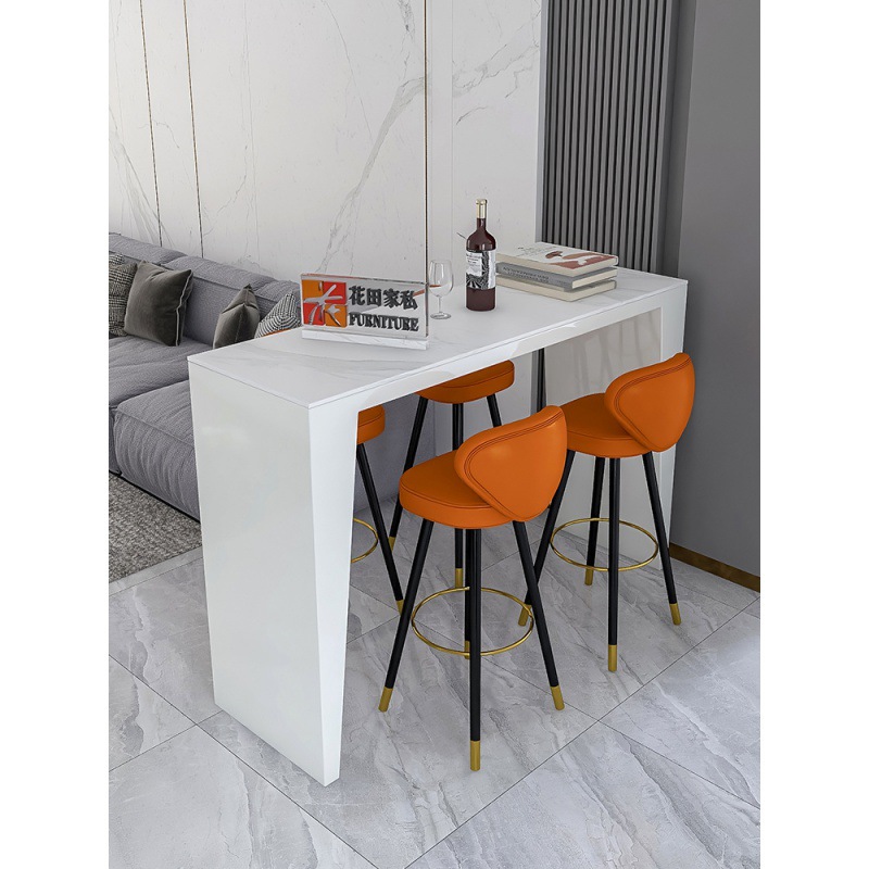 现代简约极简烤漆水吧台桌小户型家用创意餐吧台玄关隔断岩板岛台