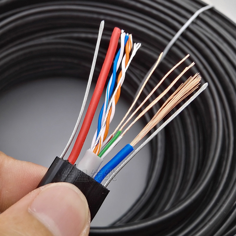 超五类电梯网线带电源多股8芯无氧铜复合线一体专用随行电缆200米