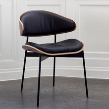 北欧实木真皮餐椅/德国Luz chair设计师more意式极简书椅咖啡厅椅