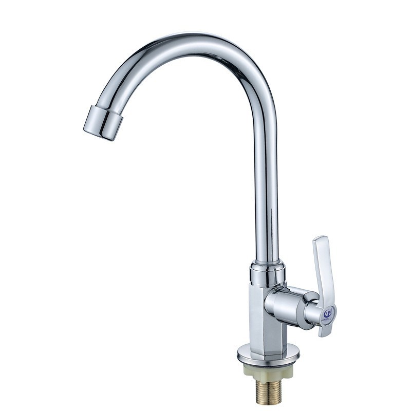 Kitchen Faucet Single Cold Sink Vertical Faucet Factory Direct Sales 4 Points Washing Basin Faucet Plastic Steel Faucet Large Bend Water Tap