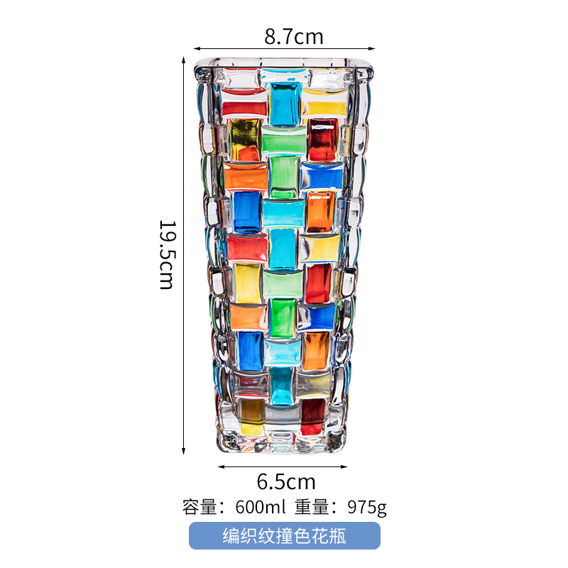 European Style Freehand Colored Glass Candy Box Woven Fruit Plate Contrast Color Vase Painted Juice Cup Whiskey Shot Glass